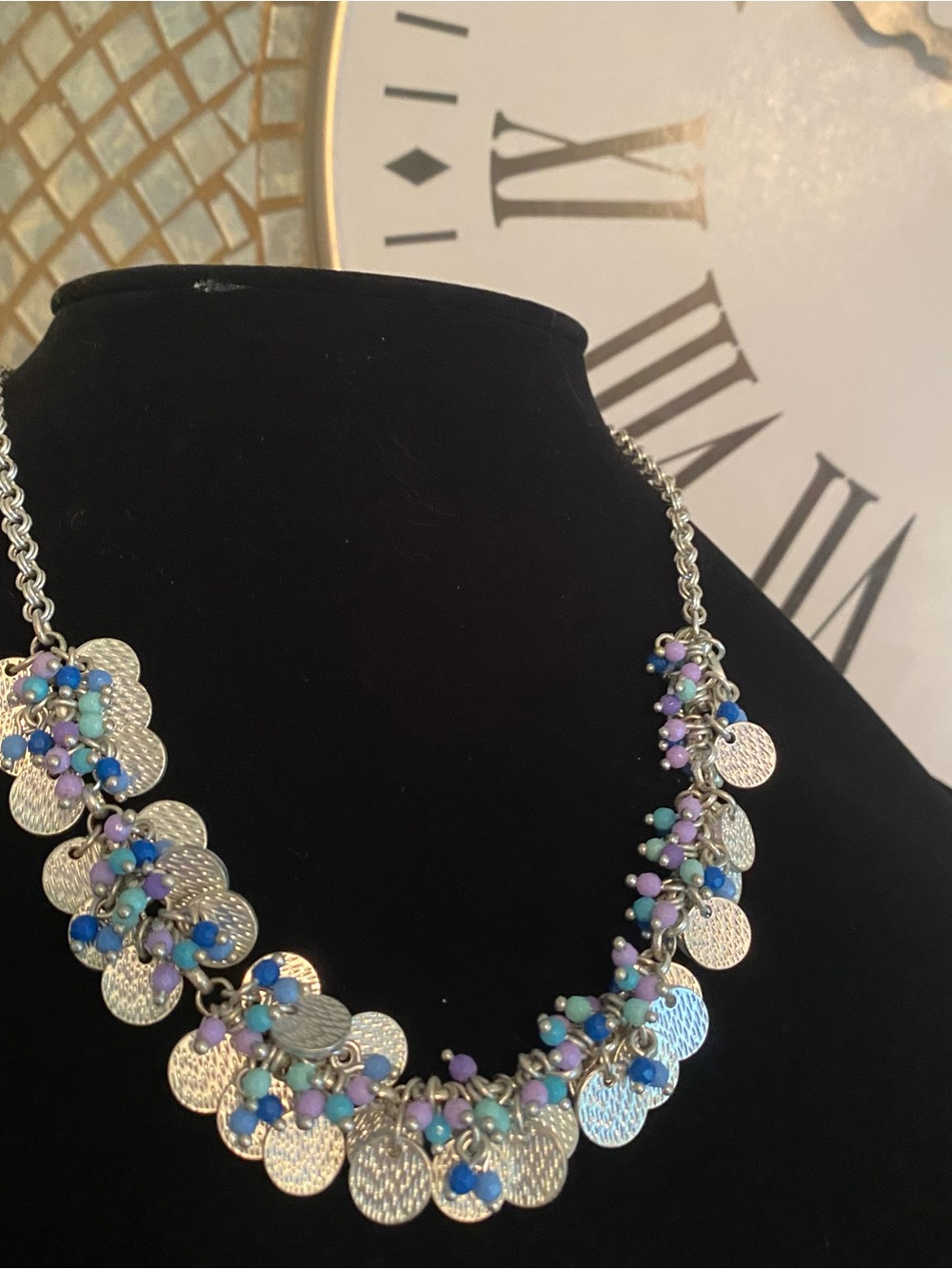 Silver Multi-Bead Disc Statement Necklace - Talbots